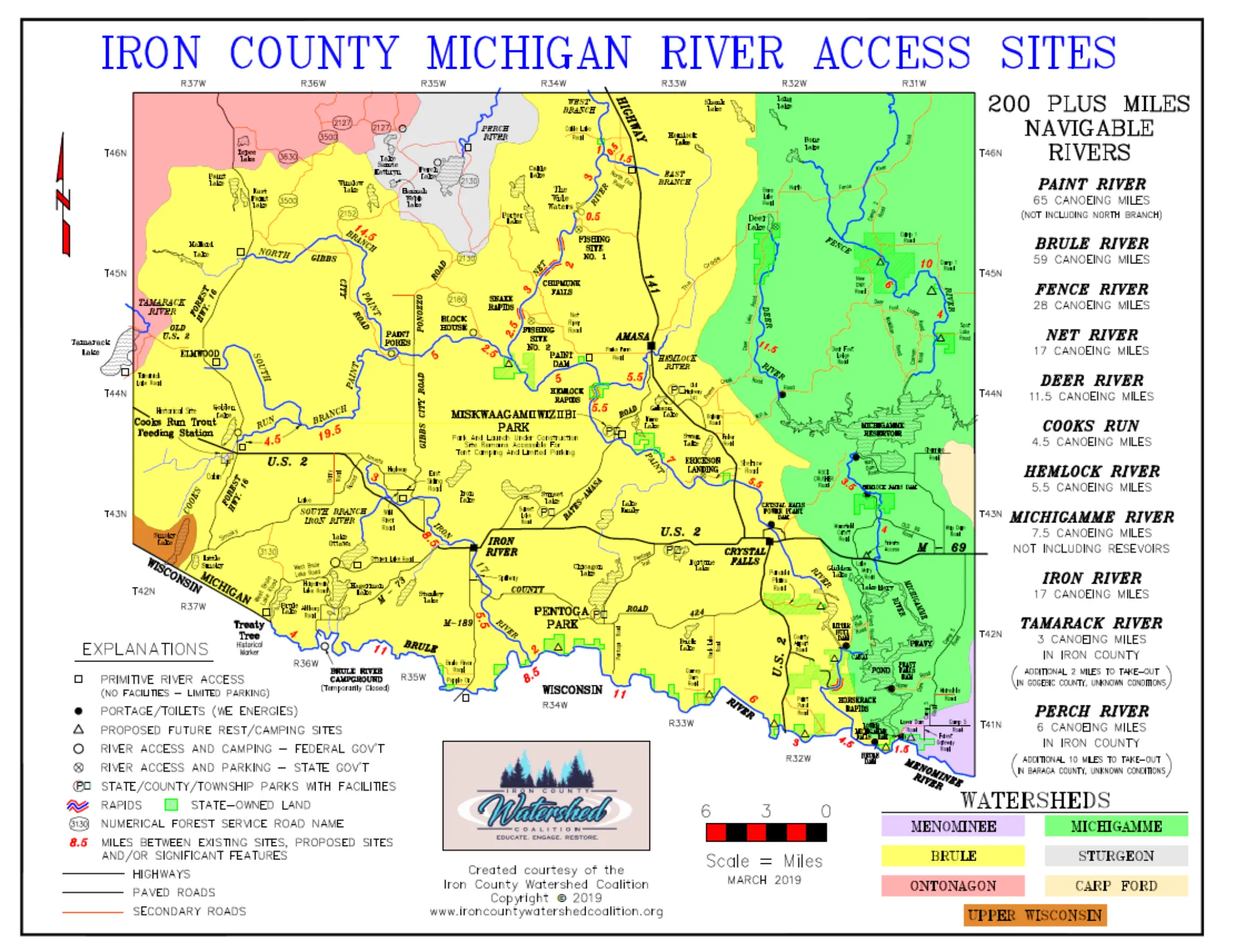 map-iron-county-river-access Iron County Michigan River Access Map